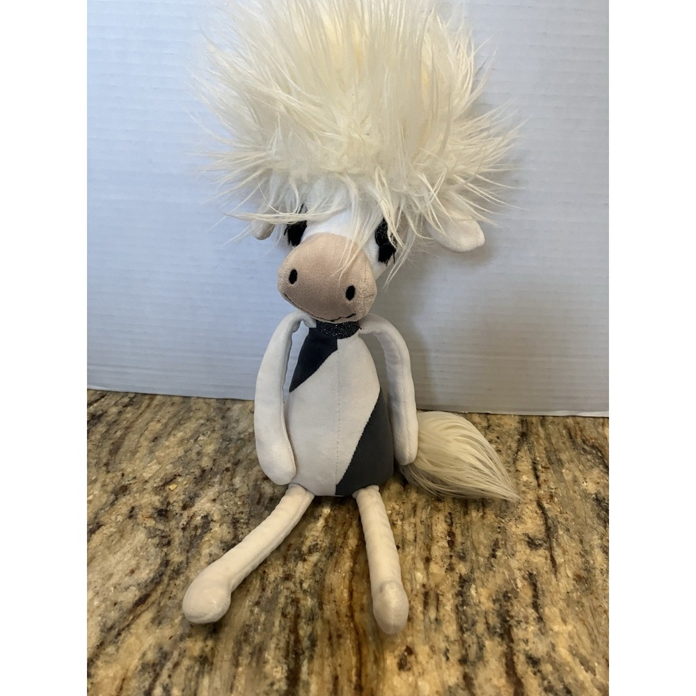 Retired Jellycat London Swellegant Bonnie Fluffy Cow Plush Stuffed Animal 14"